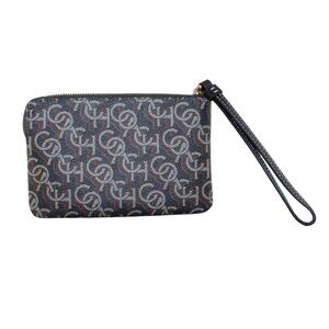 COACH Women's Corner Zip Wristlet with Monogram Print (Black)